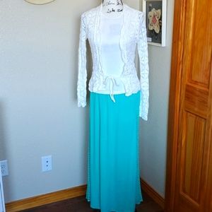 Sugarmint Lace Maxi Skirt Aqua Green Size MEDIUM
